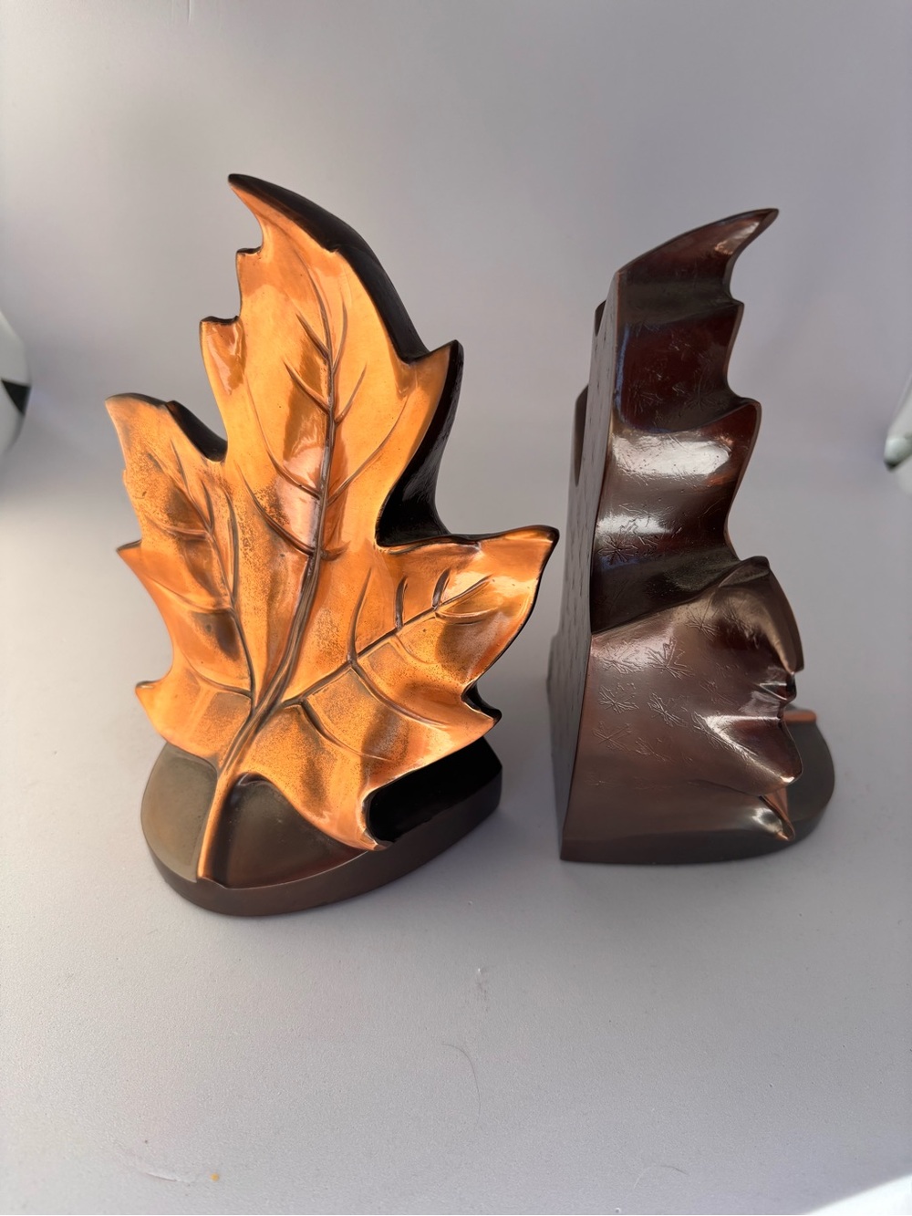 Vintage Philadelphia Mfg Co. PMC mid-century modern maple leaf  bookends 1950’s